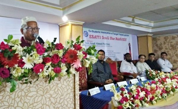 Photo: Chief Guest Mr. Azad Ahmed Patwary, Director & Chief Executive Office of Knit Plus Ltd. delivering his speech on ESATTI Iftar Mahfil 2017