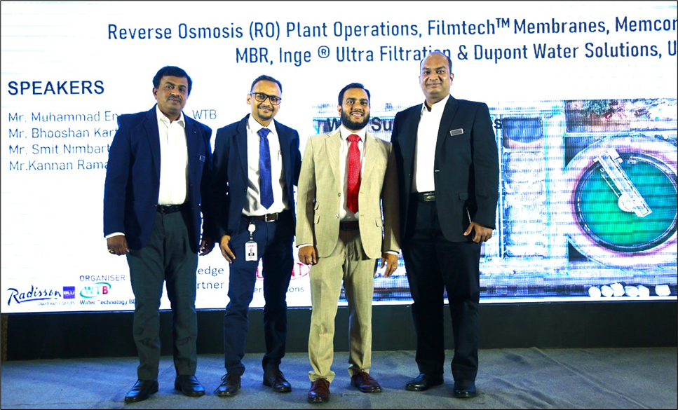 Bhooshan Karthik, Key Account Manager, DuPont Water Solutions, Engr. Muhammad Enamul Habib, CEO and Managing Director of Water Technology BD Ltd.; Smit Nimbarte, Commercial Development Manager and Kannan Ramaswamy